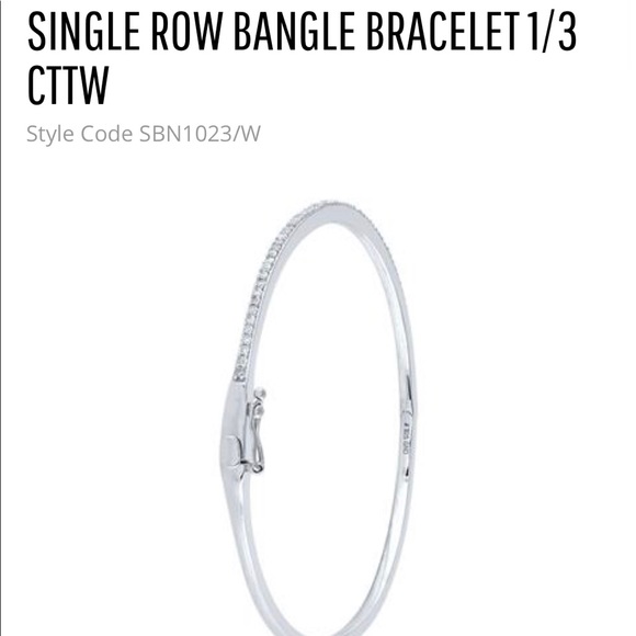 10k white gold vermeil REAL DIAMOND bangle not CZ not moissanite best gift Sale - Picture 5 of 17